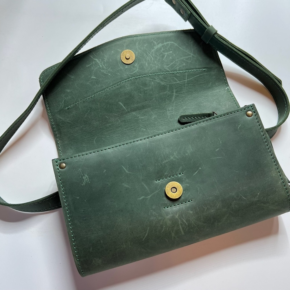 Green Leather Crossbody Bag - Picture 15 of 15
